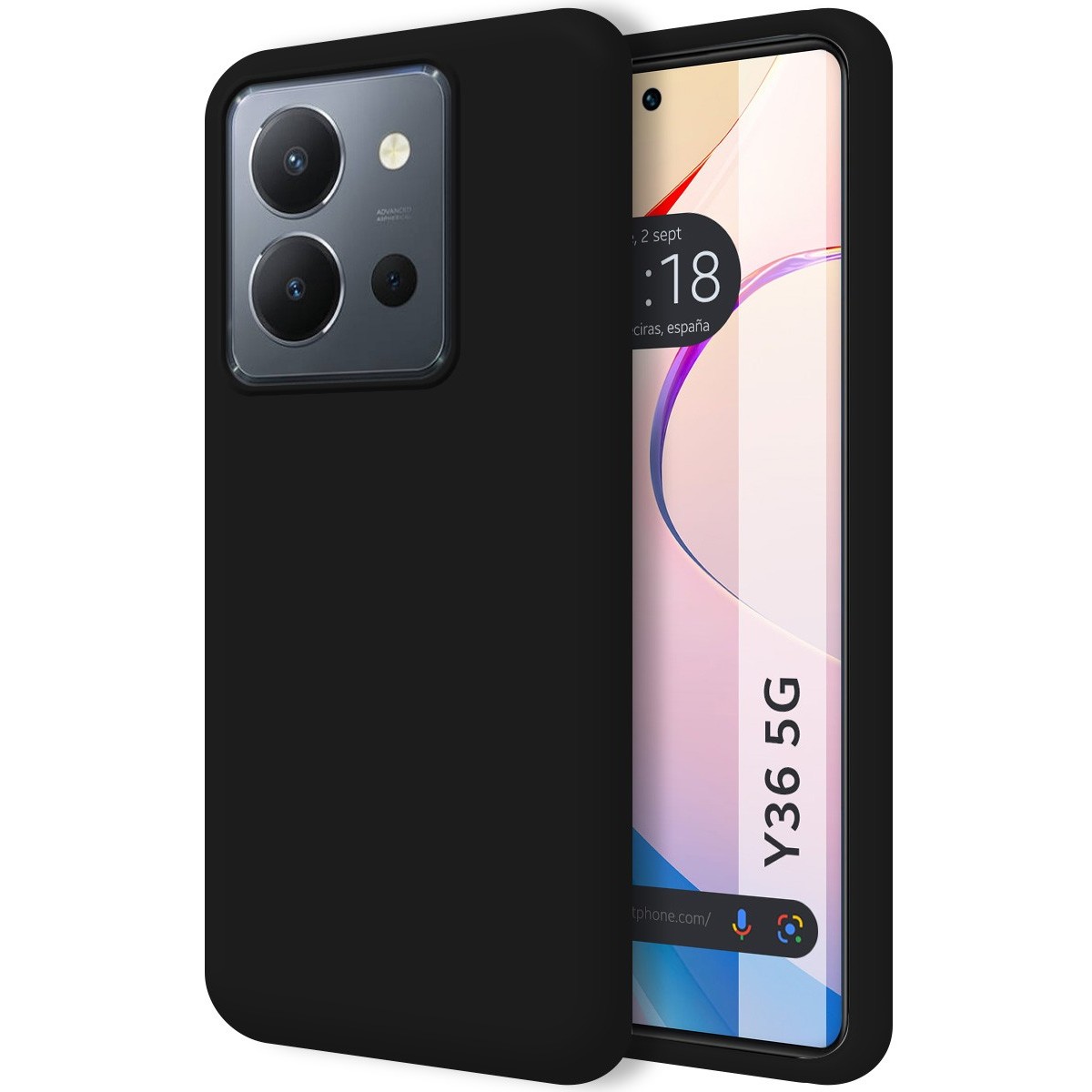 Funda Silicona Líquida Ultra Suave para Vivo Y36 4G / 5G color Negra