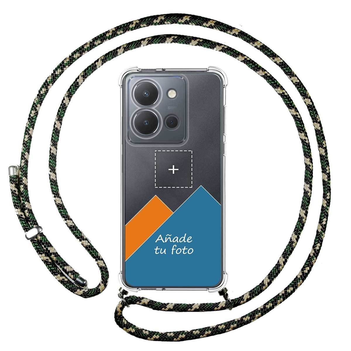 Personaliza tu Funda Colgante Transparente para Vivo Y36 4G / 5G con Cordon Verde / Dorado Dibujo Personalizada