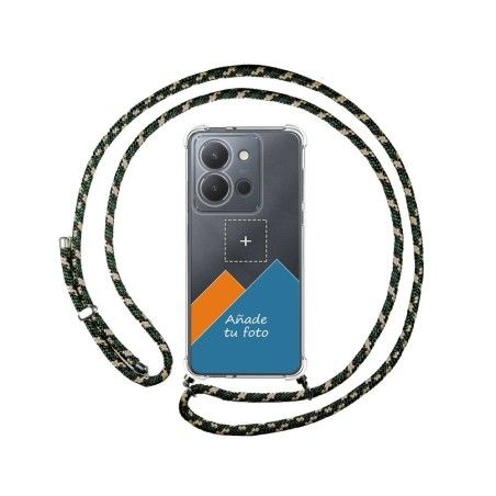 Personaliza tu Funda Colgante Transparente para Vivo Y36 4G / 5G con Cordon Verde / Dorado Dibujo Personalizada