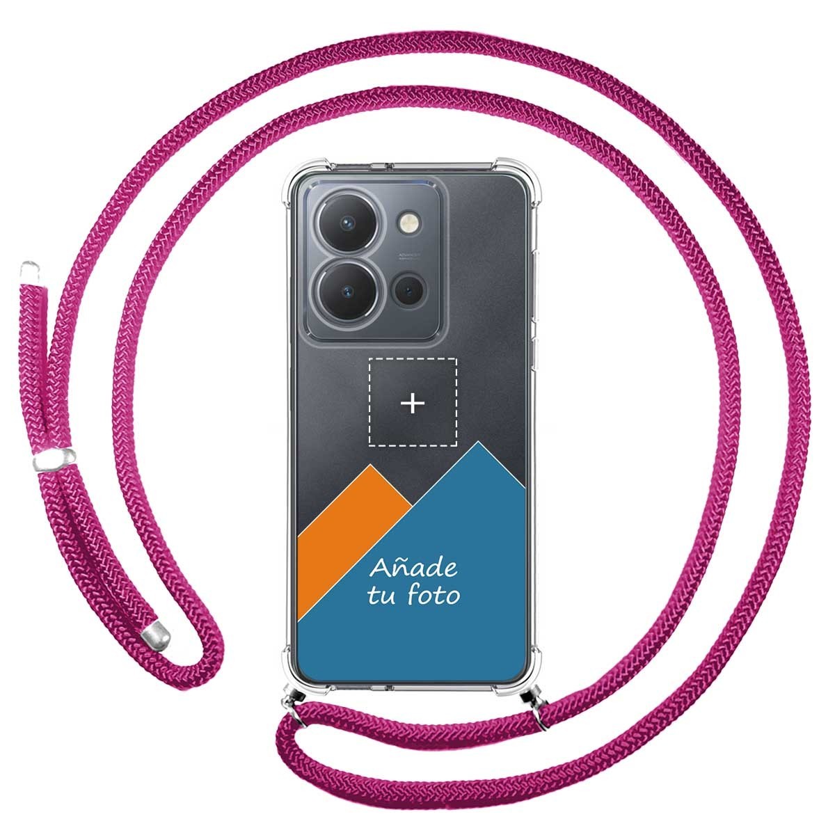 Personaliza tu Funda Colgante Transparente para Vivo Y36 4G / 5G con Cordon Rosa Fucsia Dibujo Personalizada
