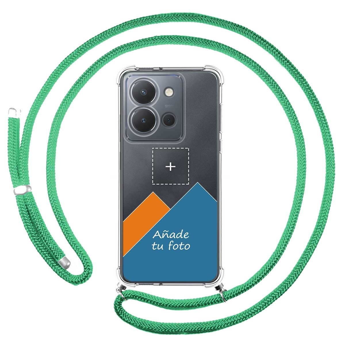 Personaliza tu Funda Colgante Transparente para Vivo Y36 4G / 5G con Cordon Verde Agua Dibujo Personalizada