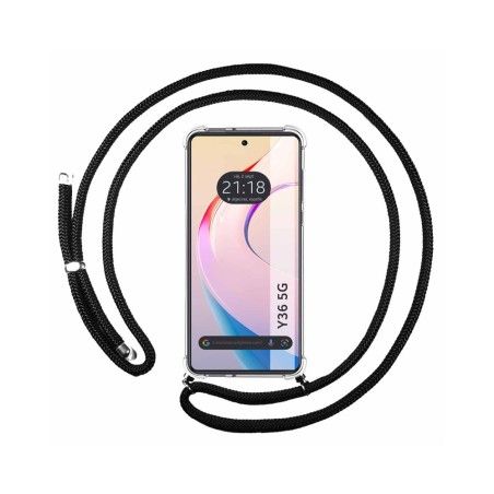 Funda Colgante Transparente para Vivo Y36 4G / 5G con Cordon Negro