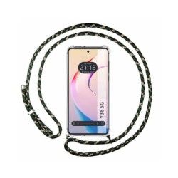 Funda Colgante Transparente para Vivo Y36 4G / 5G con Cordon Verde / Dorado