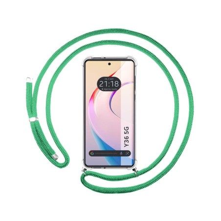 Funda Colgante Transparente para Vivo Y36 4G / 5G con Cordon Verde Agua
