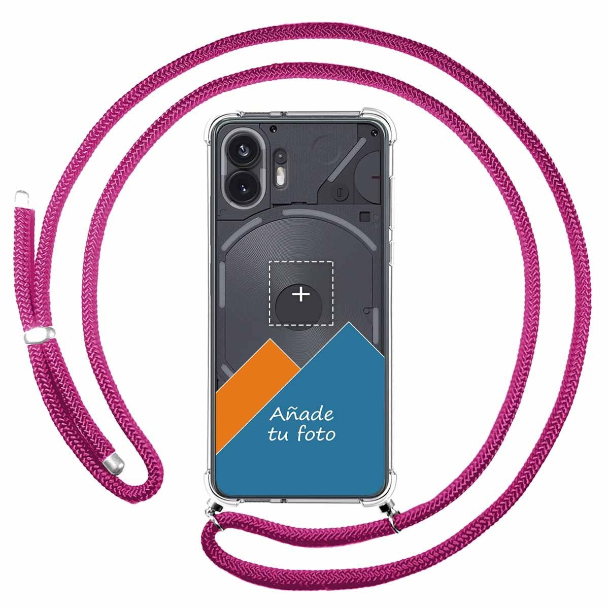 Personaliza tu Funda Colgante Transparente para Nothing Phone 2 5G con Cordon Rosa Fucsia Dibujo Personalizada