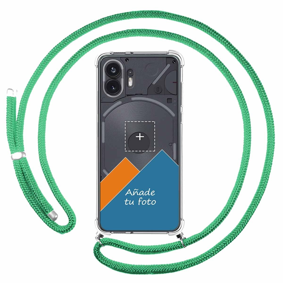 Personaliza tu Funda Colgante Transparente para Nothing Phone 2 5G con Cordon Verde Agua Dibujo Personalizada