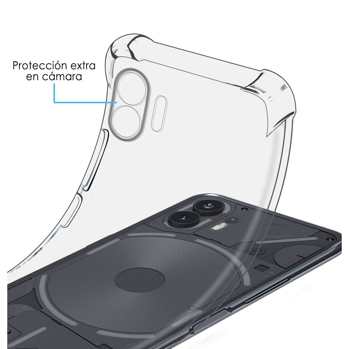 Funda Silicona Antigolpes Transparente para Nothing Phone 2 5G