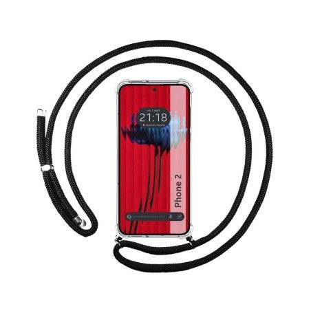 Funda Colgante Transparente para Nothing Phone 2 5G con Cordon Negro