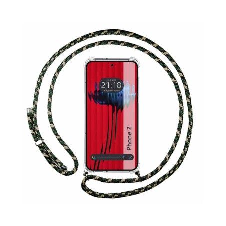 Funda Colgante Transparente para Nothing Phone 2 5G con Cordon Verde / Dorado