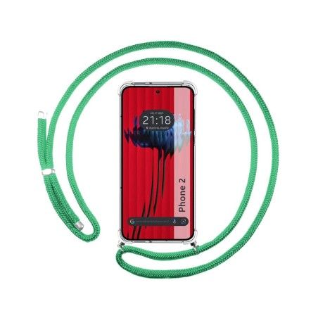 Funda Colgante Transparente para Nothing Phone 2 5G con Cordon Verde Agua