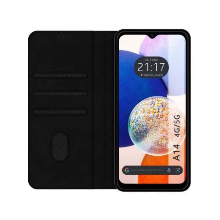 Funda Polipiel con tarjetero para Samsung Galaxy A14 4G / 5G color Negra