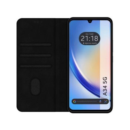 Funda Polipiel con tarjetero para Samsung Galaxy A34 5G color Negra