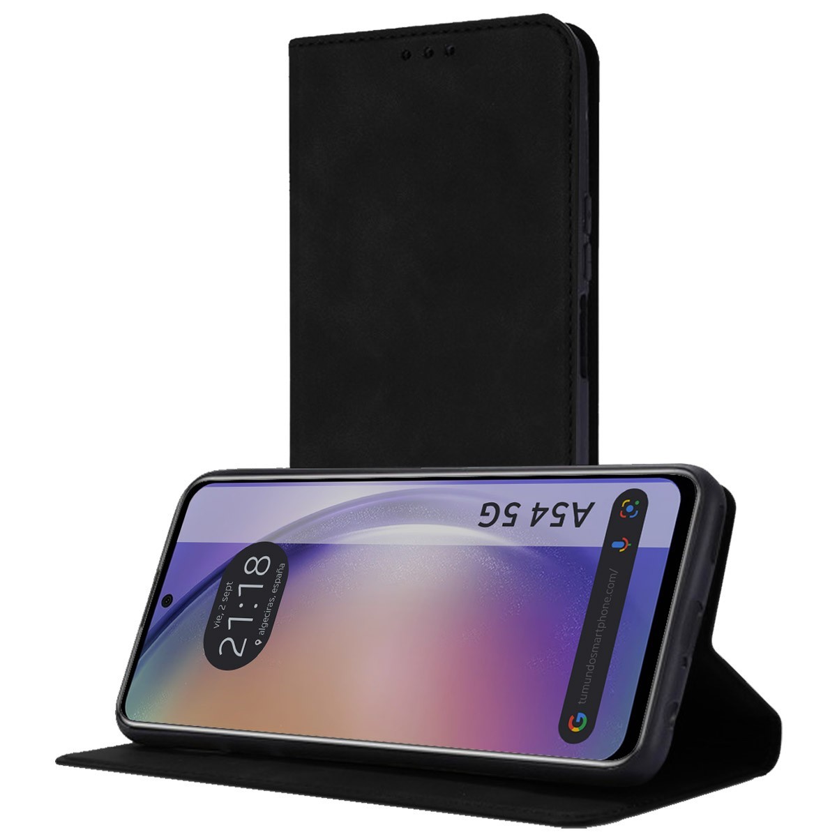 Funda Polipiel con tarjetero para Samsung Galaxy A54 5G color Negra