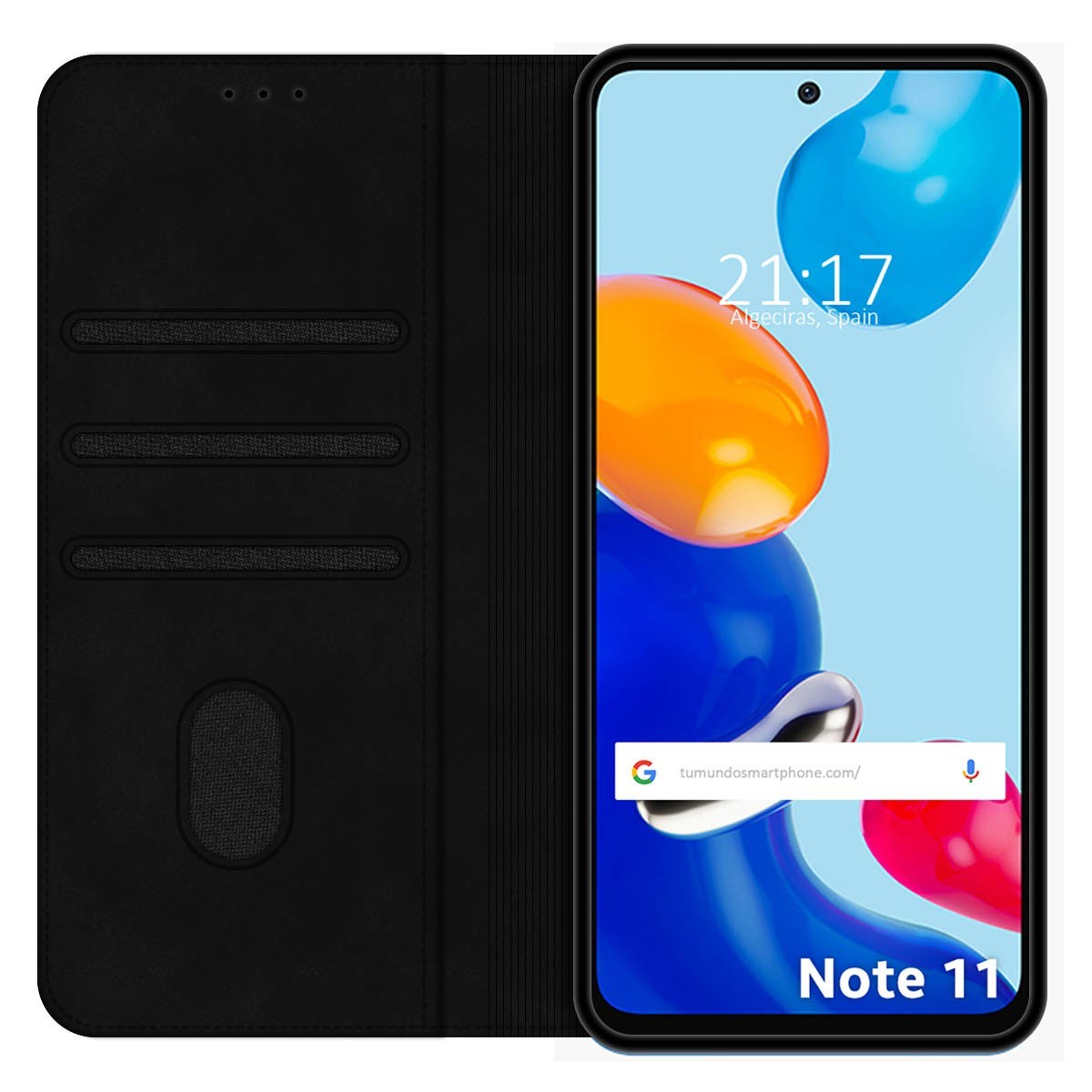 Funda Polipiel con tarjetero compatible con Xiaomi Redmi Note 11 / 11s color Negra