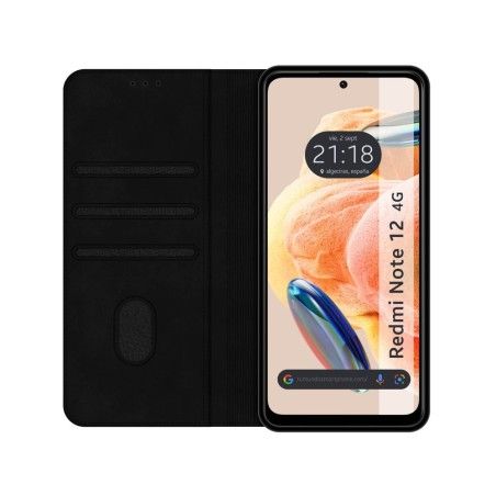 Funda Polipiel con tarjetero compatible con Xiaomi Redmi Note 12 4G color Negra