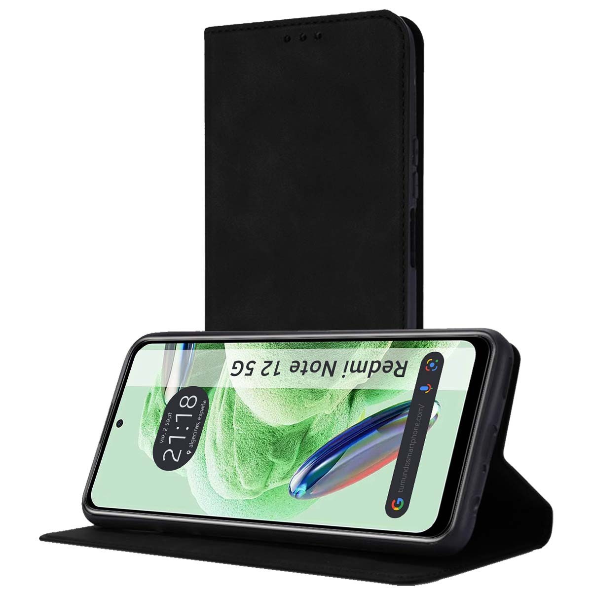 Funda Polipiel con tarjetero compatible con Xiaomi Redmi Note 12 5G color Negra