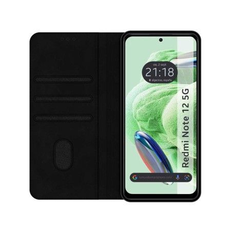 Funda Polipiel con tarjetero compatible con Xiaomi Redmi Note 12 5G color Negra