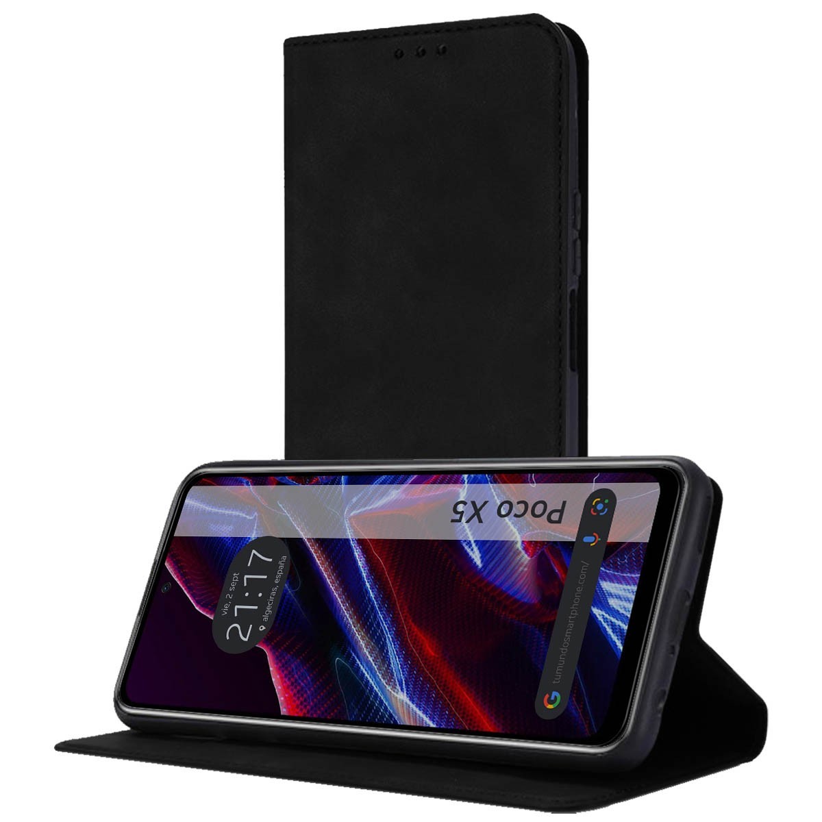 Funda Polipiel con tarjetero compatible con Xiaomi POCO X5 5G color Negra