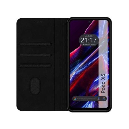 Funda Polipiel con tarjetero compatible con Xiaomi POCO X5 5G color Negra