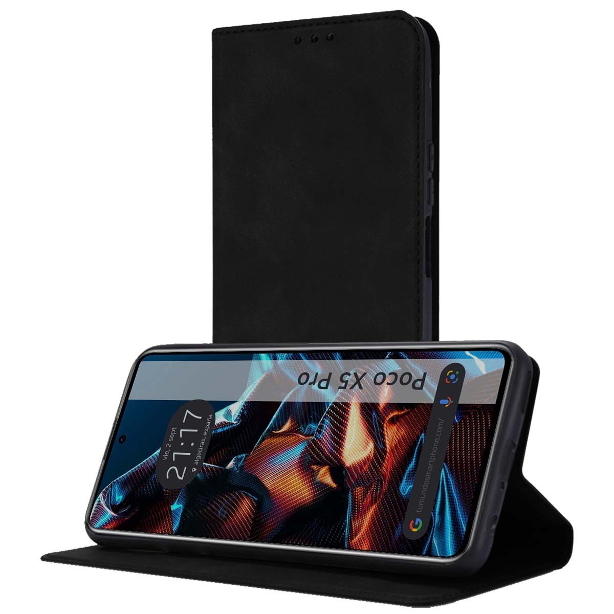 Funda Polipiel con tarjetero compatible con Xiaomi POCO X5 Pro 5G color Negra