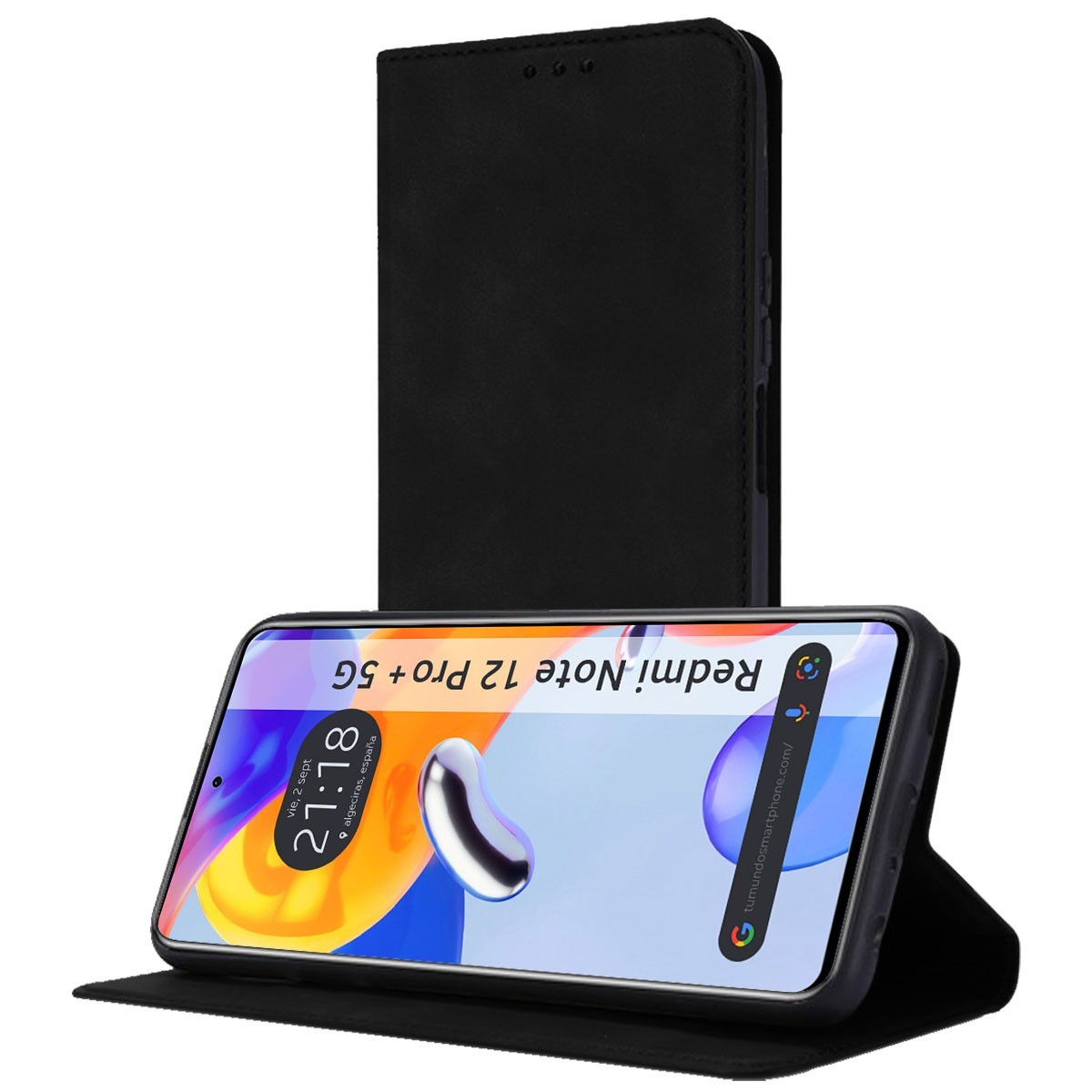 Funda Polipiel con tarjetero compatible con Xiaomi Redmi Note 12 Pro+ Plus 5G color Negra