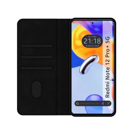 Funda Polipiel con tarjetero compatible con Xiaomi Redmi Note 12 Pro+ Plus 5G color Negra