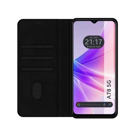 Funda Polipiel con tarjetero para Oppo A78 5G color Negra