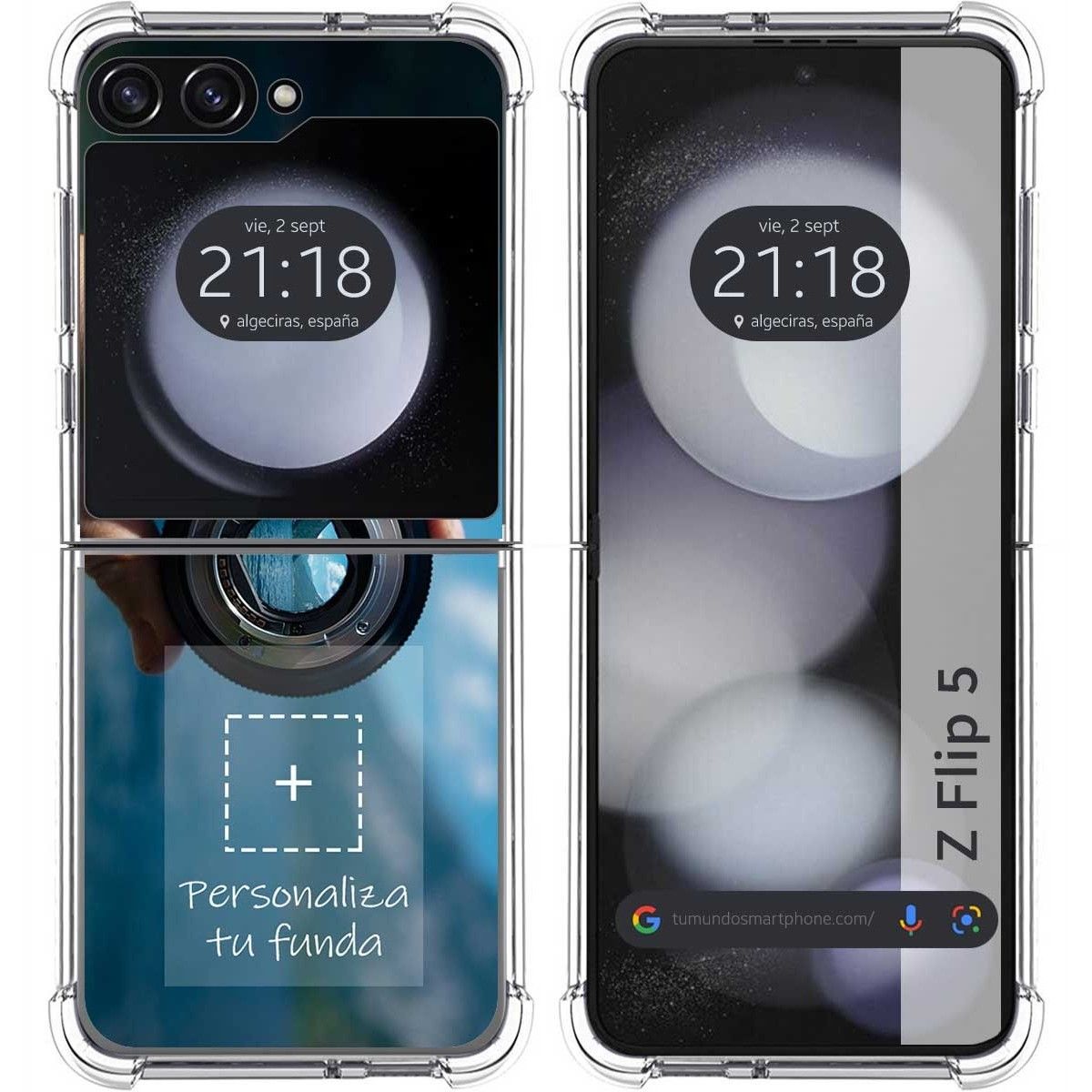 Personaliza tu Funda Silicona AntiGolpes Transparente con tu Fotografía para Samsung Galaxy Z Flip 5 5G Dibujo Personalizada