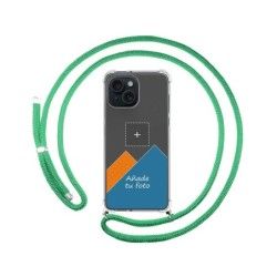 Personaliza tu Funda Colgante Transparente compatible con Iphone 15 (6.1) con Cordon Verde Agua Dibujo