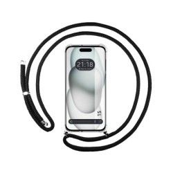 Funda Colgante Transparente compatible con Iphone 15 (6.1) con Cordon Negro