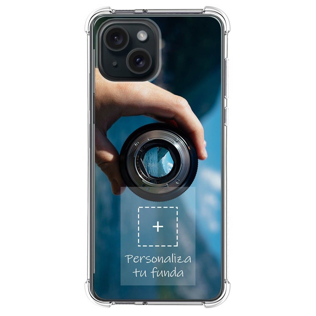 Personaliza tu Funda Silicona AntiGolpes Transparente con tu Fotografía compatible con IPhone 15 Plus (6.7) Dibujo