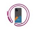 Personaliza tu Funda Colgante Transparente compatible con IPhone 15 Plus (6.7) con Cordon Rosa Fucsia Dibujo