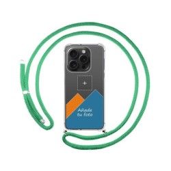 Personaliza tu Funda Colgante Transparente compatible con IPhone 15 Pro (6.1) con Cordon Verde Agua Dibujo