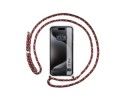 Funda Colgante Transparente compatible con Iphone 15 Pro (6.1) con Cordon Rosa / Dorado