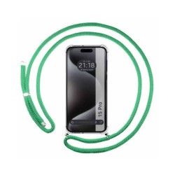 Funda Colgante Transparente compatible con Iphone 15 Pro (6.1) con Cordon Verde Agua