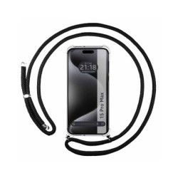 Funda Colgante Transparente compatible con Iphone 15 Pro Max (6.7) con Cordon Negro
