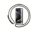 Funda Colgante Transparente compatible con Iphone 15 Pro Max (6.7) con Cordon Verde / Dorado
