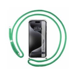Funda Colgante Transparente compatible con Iphone 15 Pro Max (6.7) con Cordon Verde Agua