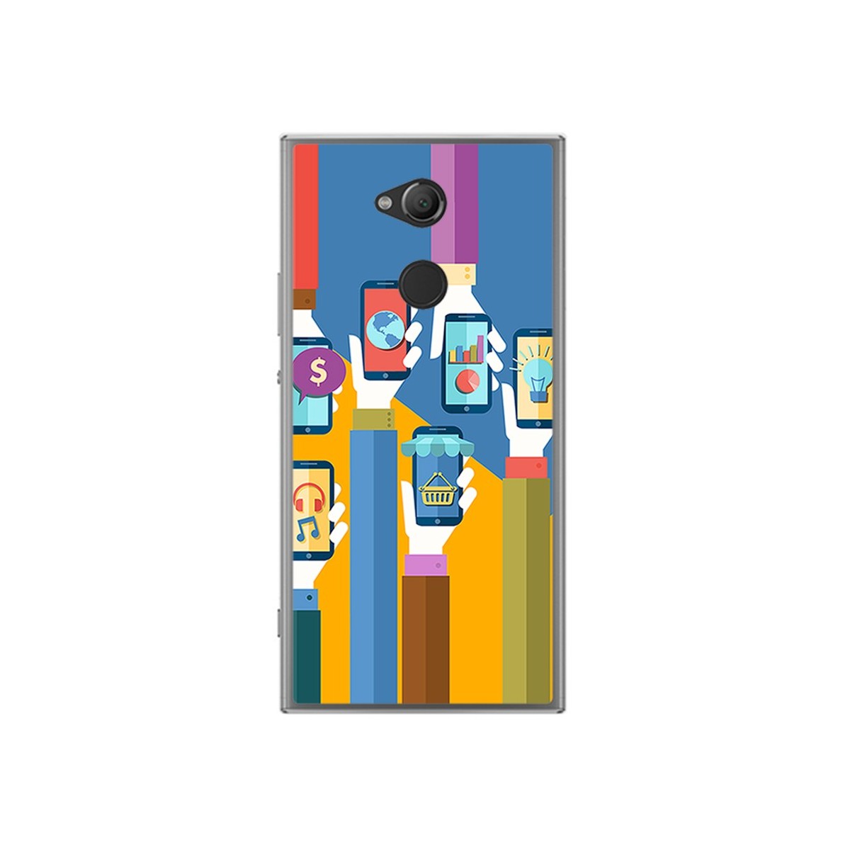 Funda Gel Tpu para Sony Xperia XA2 Diseño Apps Dibujos