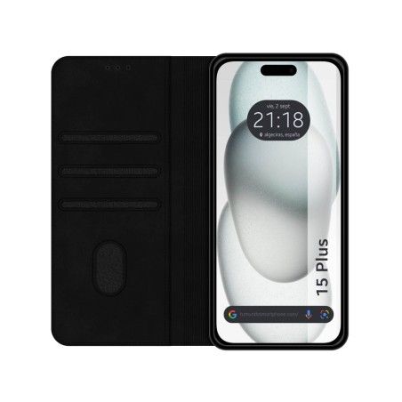 Funda Polipiel con tarjetero compatible con Iphone 15 Plus (6.7) color Negra