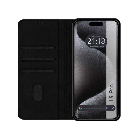 Funda Polipiel con tarjetero compatible con Iphone 15 Pro (6.1) color Negra