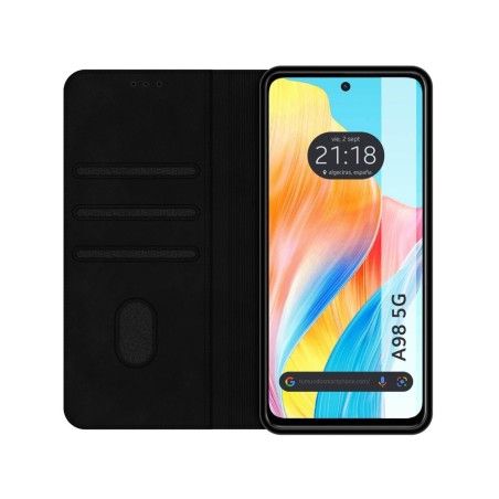 Funda Polipiel con tarjetero para Oppo A98 5G color Negra