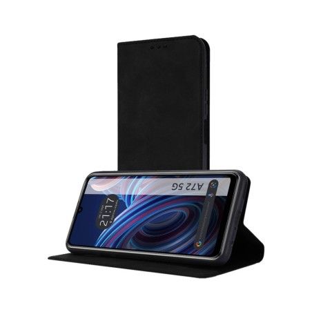 Funda Polipiel con tarjetero para ZTE Blade A72 5G color Negra