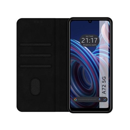 Funda Polipiel con tarjetero para ZTE Blade A72 5G color Negra