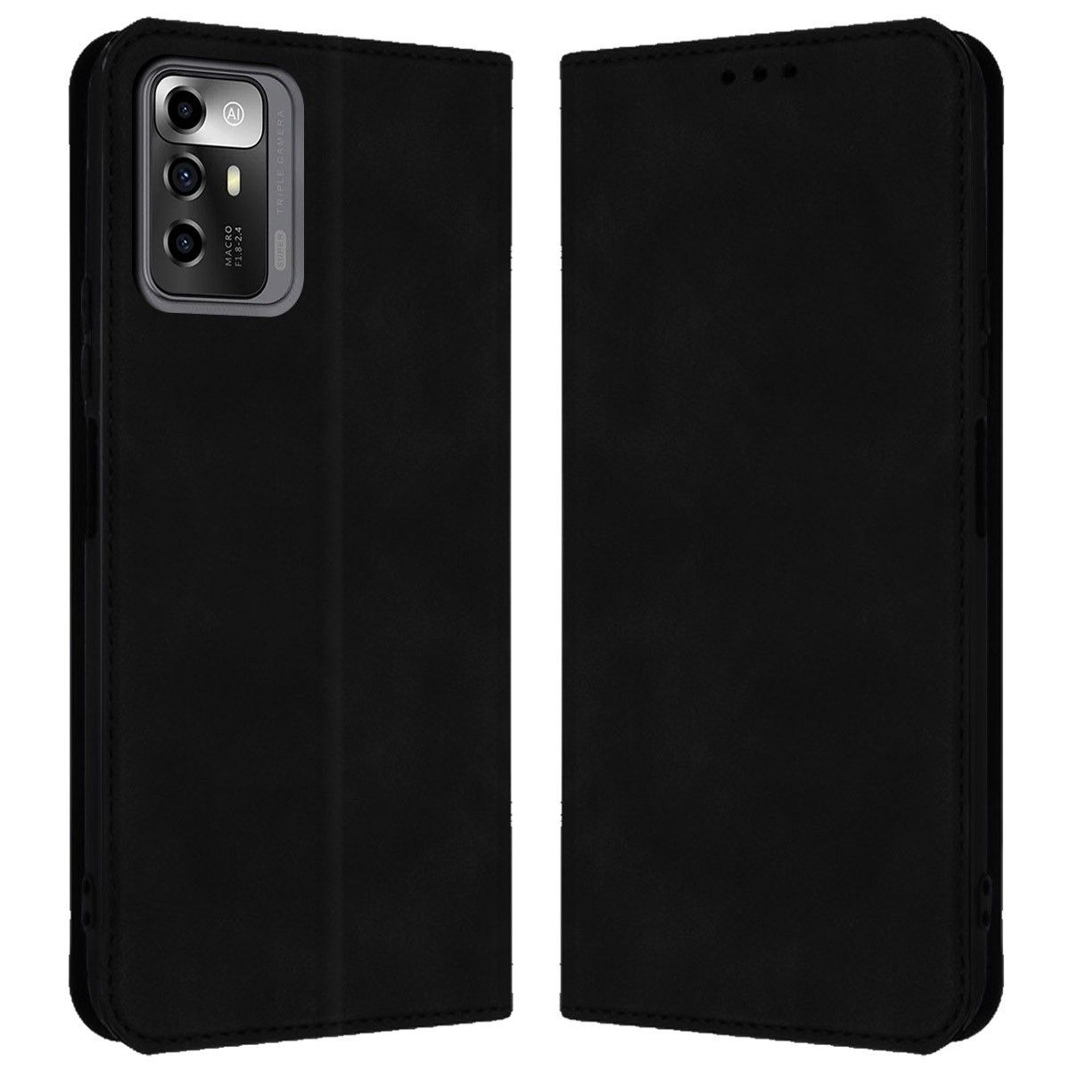 Funda Polipiel con tarjetero para ZTE Blade A72 5G color Negra