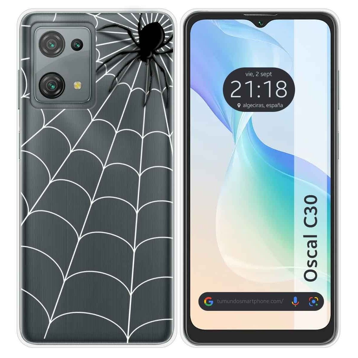 Funda Silicona Transparente para Blackview Oscal C30 / C30 Pro diseño Araña Dibujos