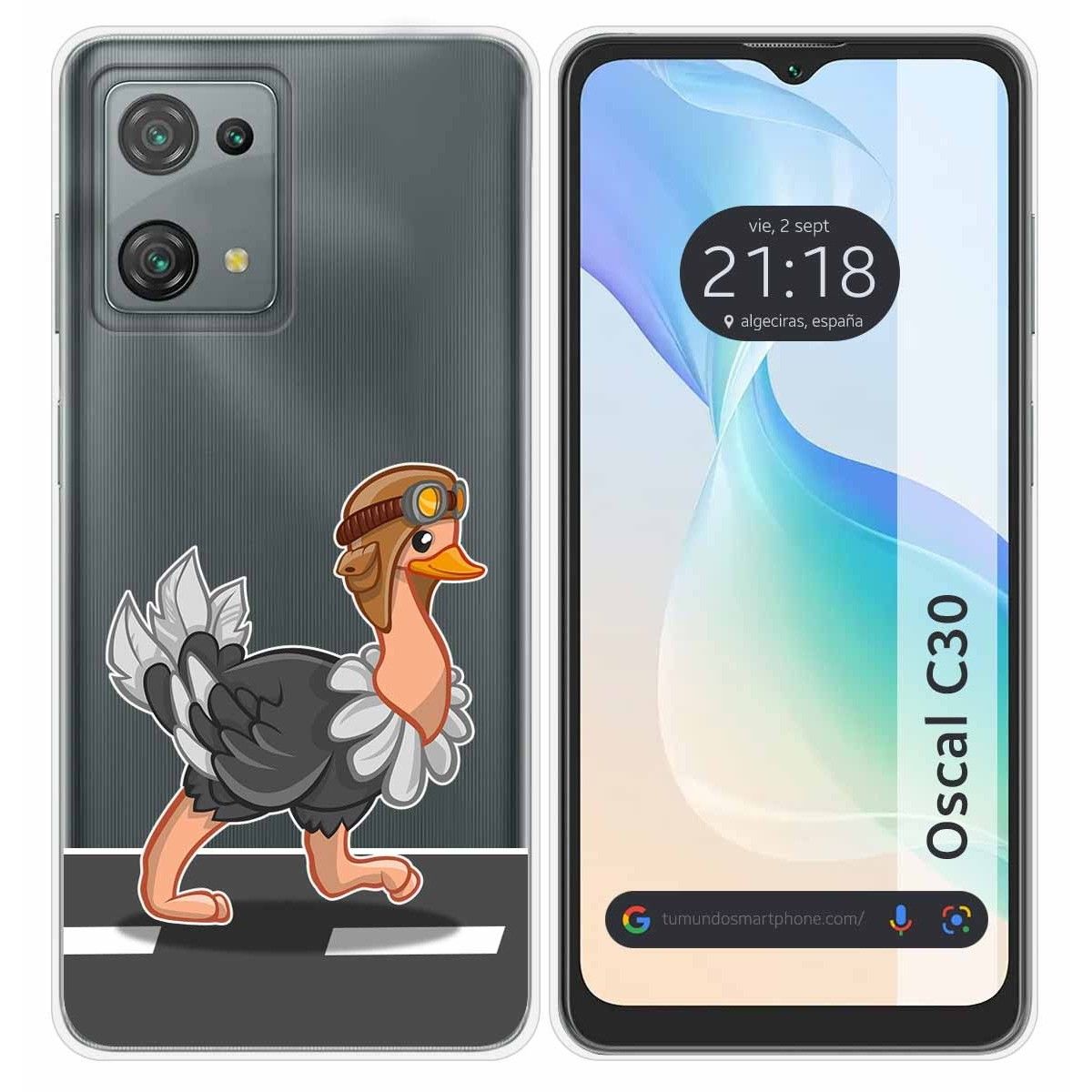 Funda Silicona Transparente para Blackview Oscal C30 / C30 Pro diseño Avestruz Dibujos