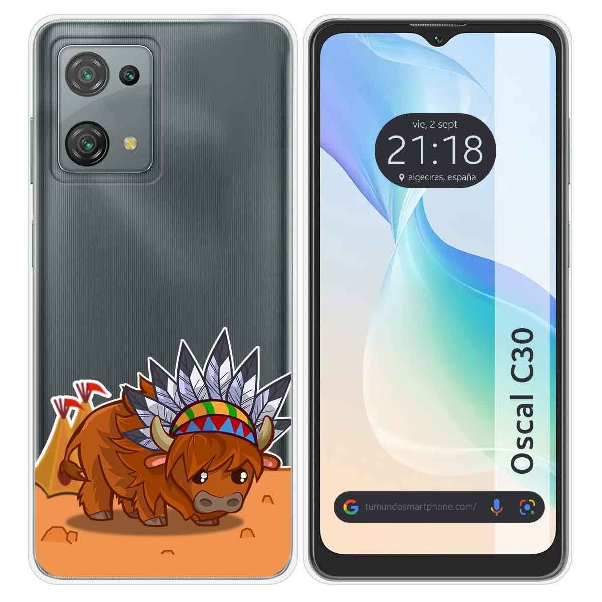 Funda Silicona Transparente para Blackview Oscal C30 / C30 Pro diseño Bufalo Dibujos