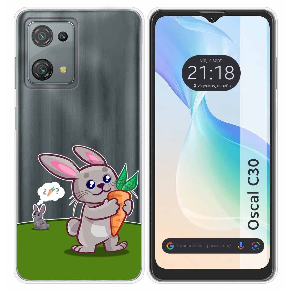 Funda Silicona Transparente para Blackview Oscal C30 / C30 Pro diseño Conejo Dibujos
