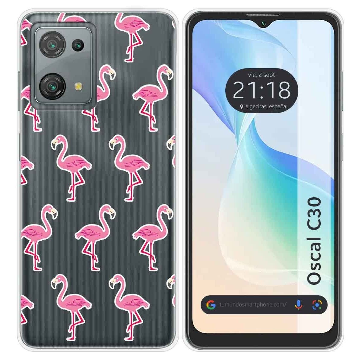 Funda Silicona Transparente para Blackview Oscal C30 / C30 Pro diseño Flamenco Dibujos